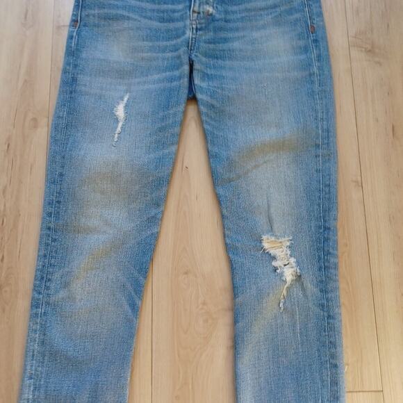 Madewell 9" High-Rise Skinny Jeans Destructed Hem Light Wash Size 25W - Picture 6 of 13